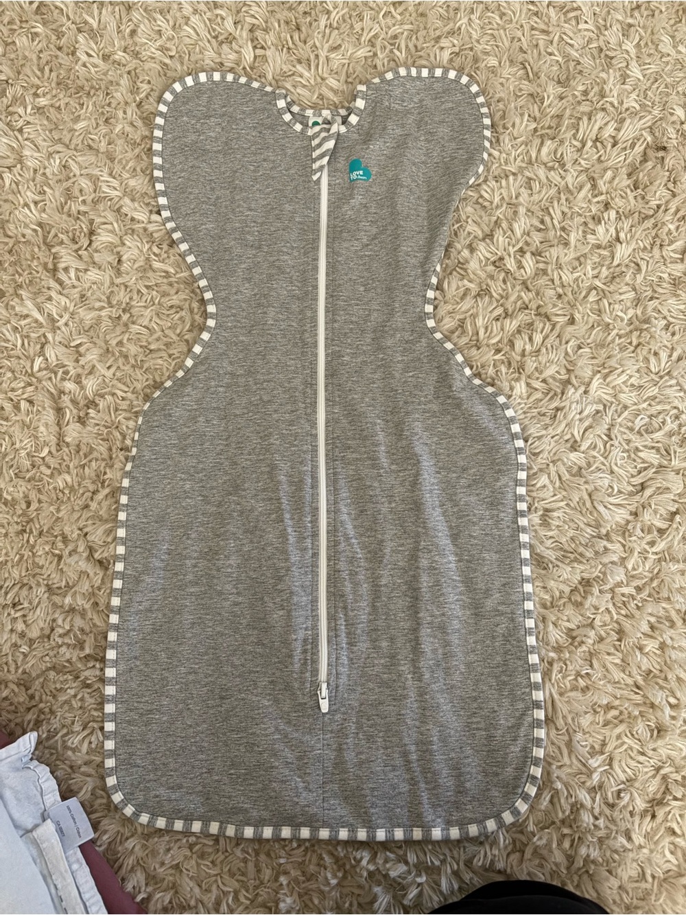 Love to Dream Gray Swaddle Sleep Sack with White Trim